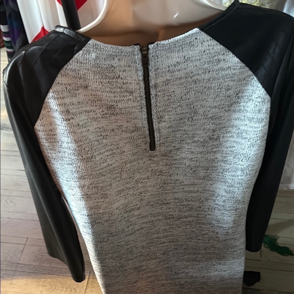 Sanctuary Black and Gray Vegan Sleeve Sweater Dress - Picture 3 of 5